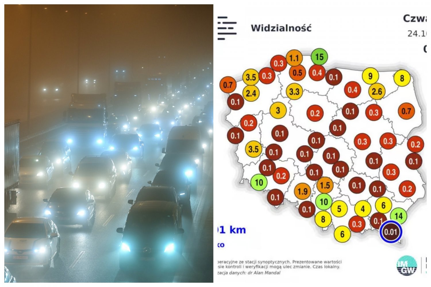 Niebezpieczna pogoda w Polsce. Widzialność będzie zagrażać kierowcom i pilotom.