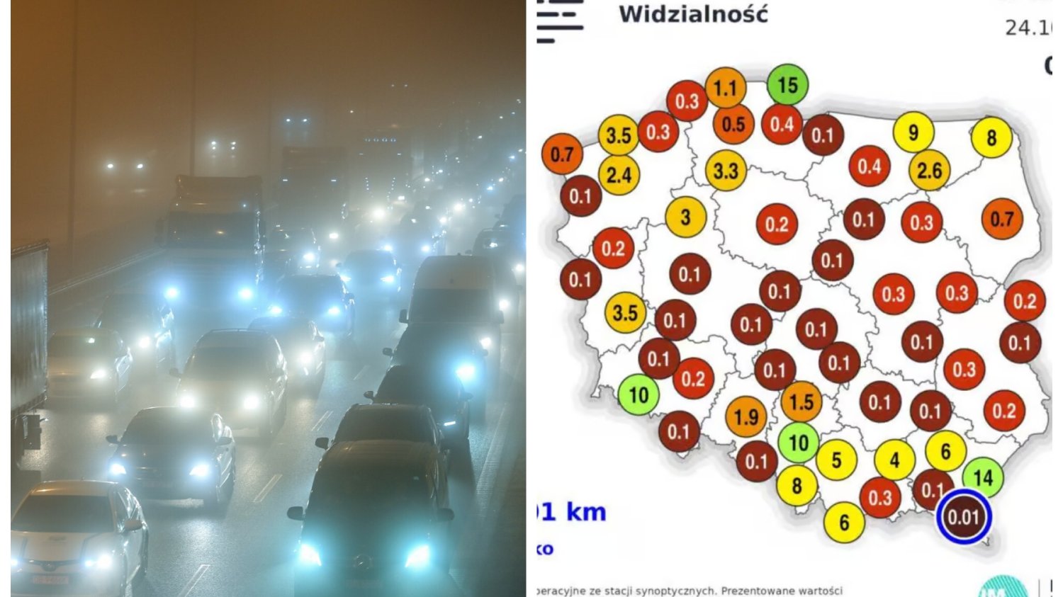 Niebezpieczna pogoda w Polsce. Widzialność będzie zagrażać kierowcom i pilotom.