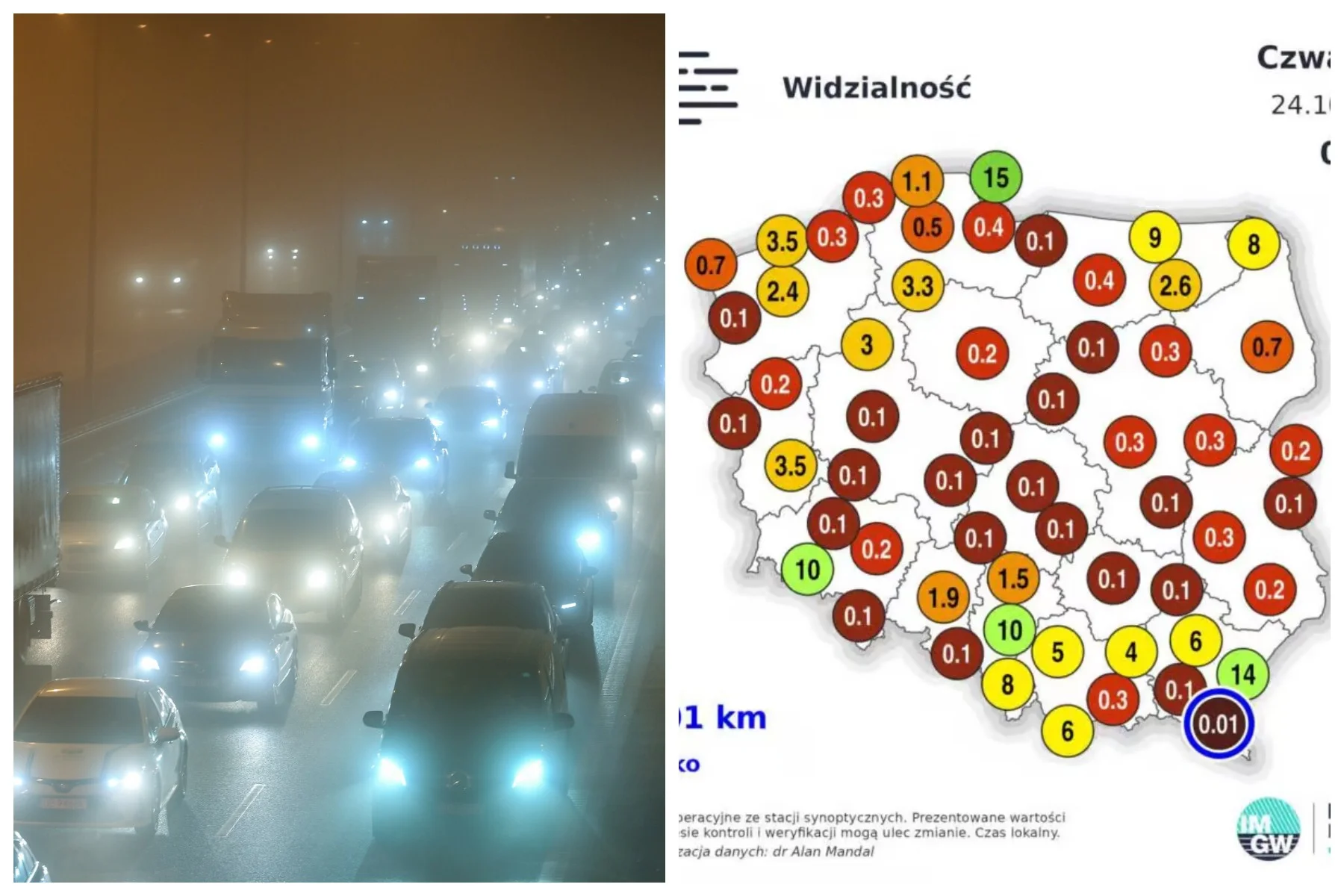 Niebezpieczna pogoda w Polsce. Widzialność będzie zagrażać kierowcom i pilotom.