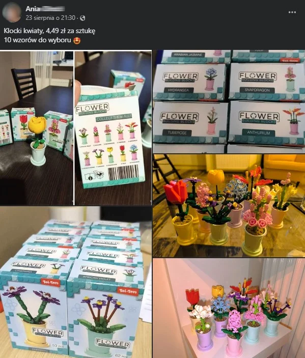kwiatki klocki action cena promocja lego toi-toys sztuczne kwiatki z klocków