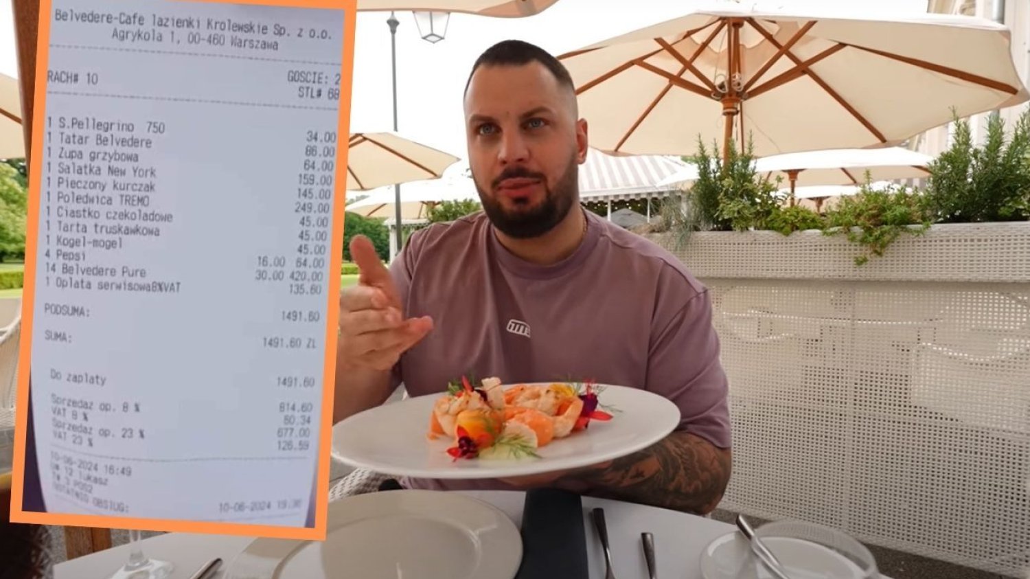 Wojek odwiedził restaurację Belvedere. Zapłacił 1400 zł i nie dostał paragonu fiskalnego.