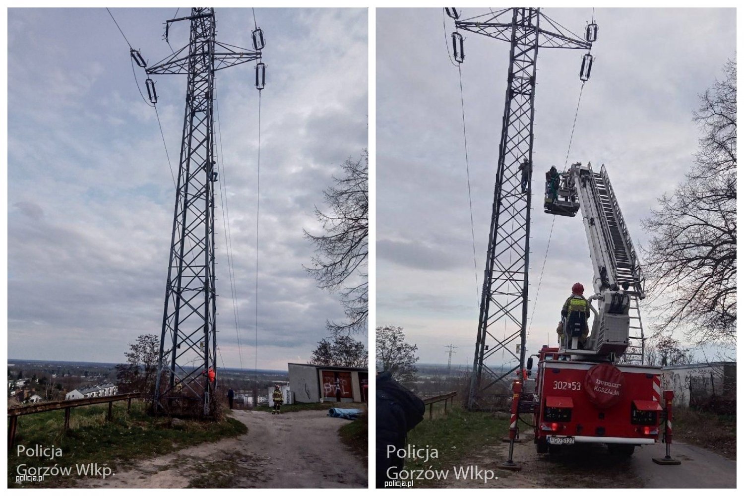 Nauczyciel w Gorzowie Wielkopolskim wszedł na słup energetyczny.