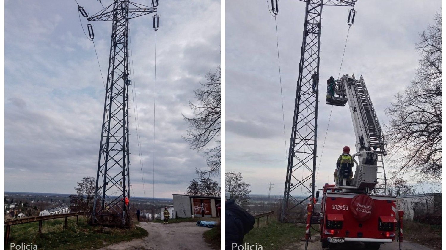 Nauczyciel w Gorzowie Wielkopolskim wszedł na słup energetyczny.