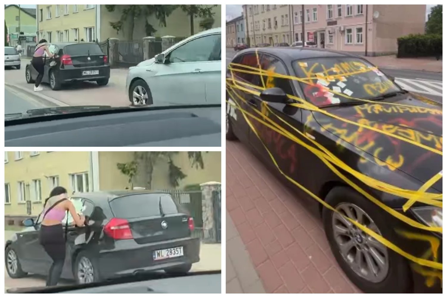 Pułtusk. Zemsta na kierowcy BMW. Kobieta dokonała aktu wandalizmu.
