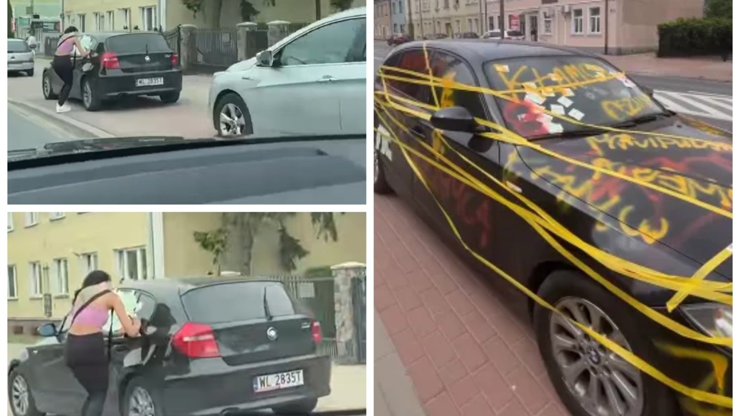 Pułtusk. Zemsta na kierowcy BMW. Kobieta dokonała aktu wandalizmu.