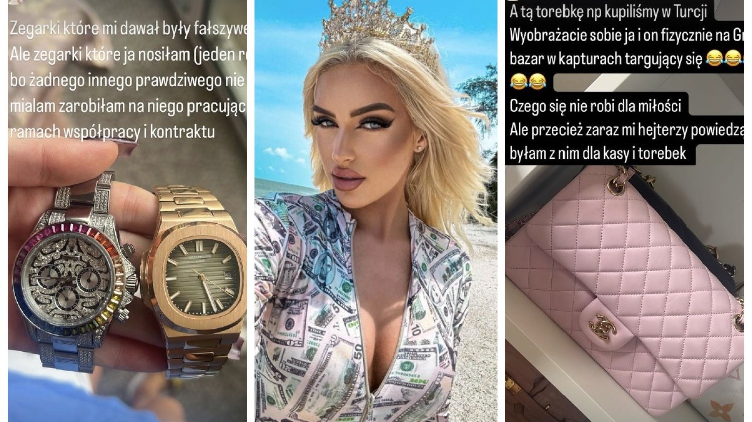 Caroline Derpienski pokazuje teraz, jak oszukiwała internautów. Chwaliła się m.in. podróbkami