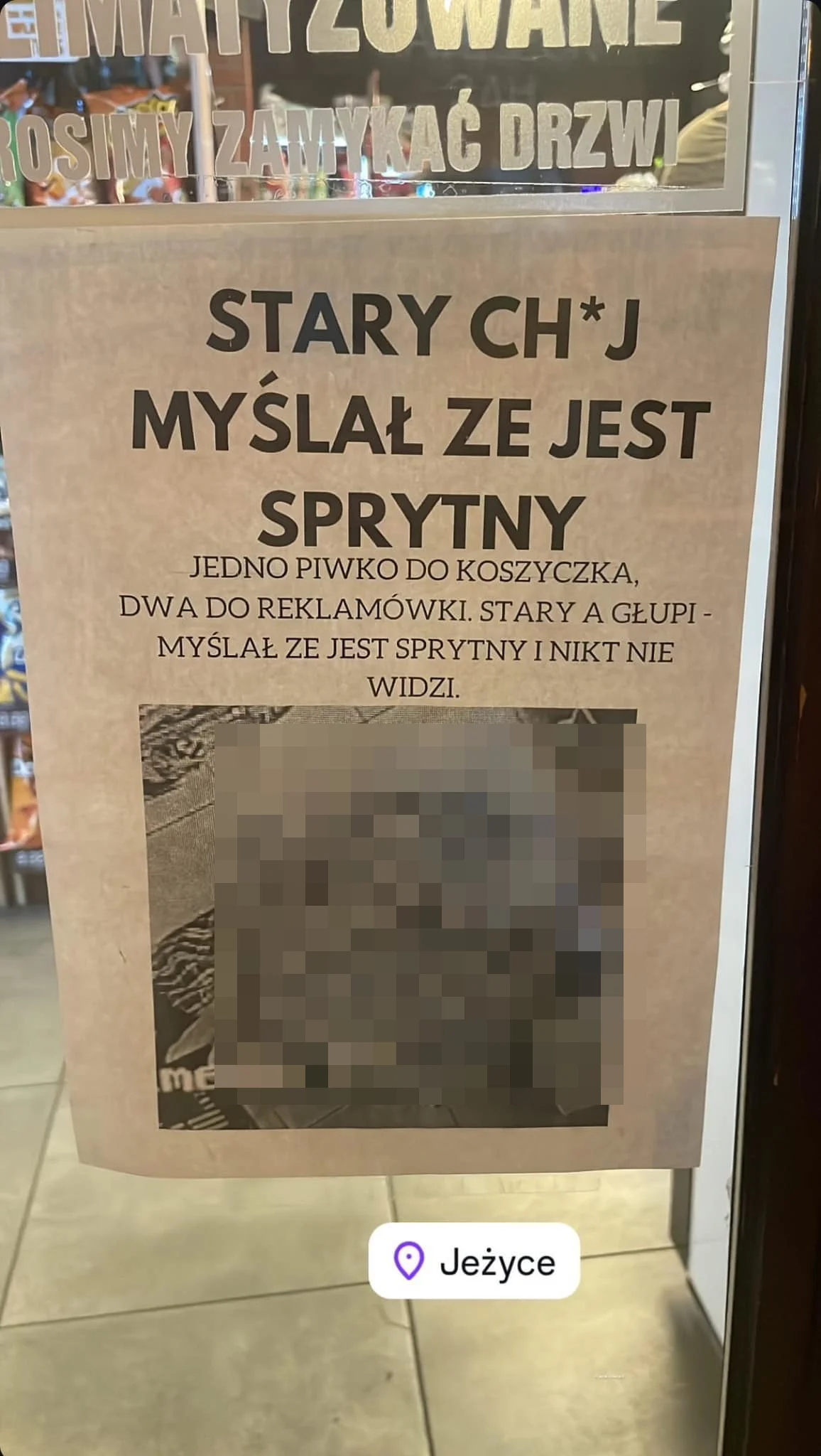 poznań sklep zdjęcia złodzieje jeżyce właściciel monopolowy wulgarne podpisy