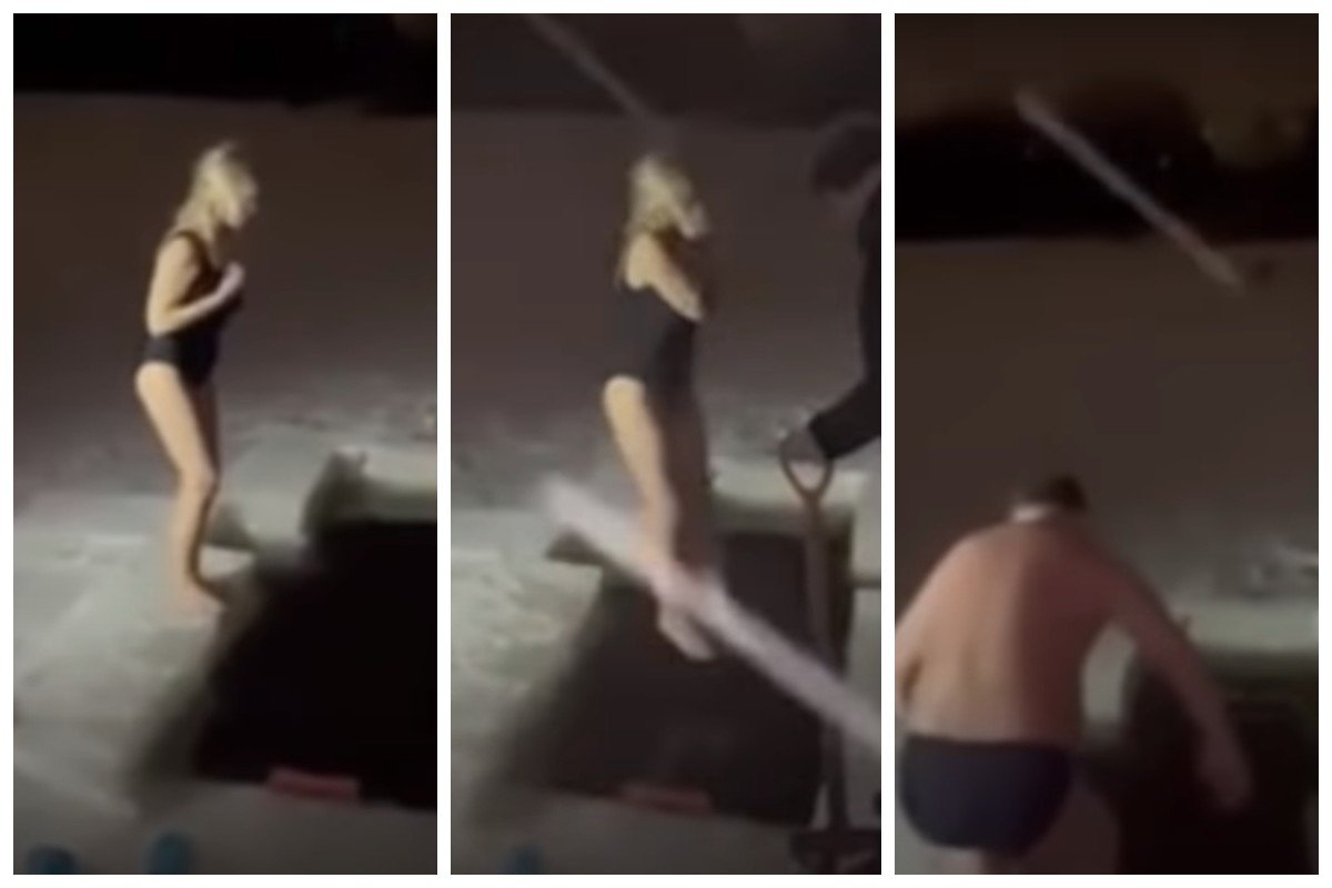 kobieta chrzest rosja zima przerębla film wideo śmierć utonęła