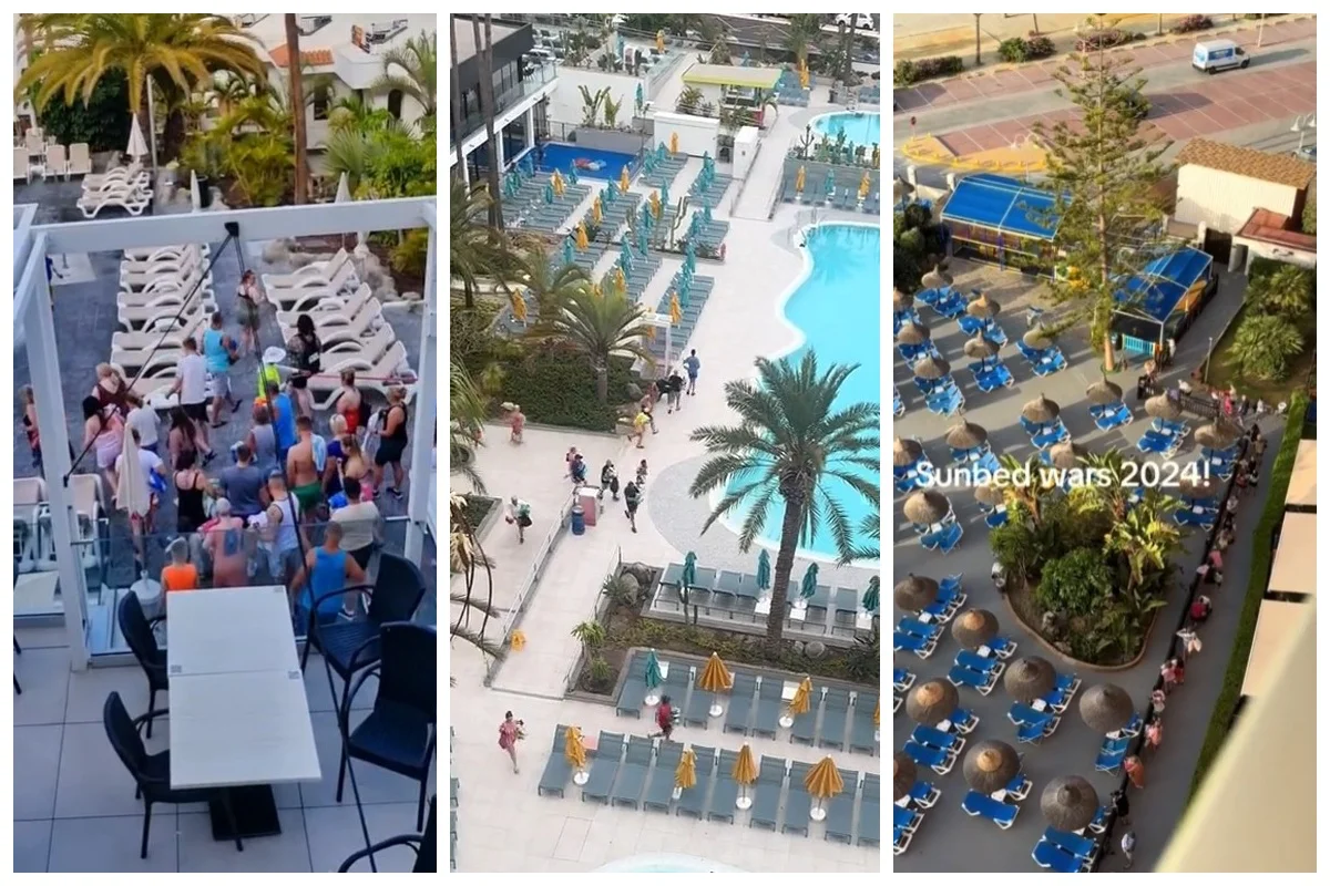 wojny na leżaki hiszpania teneryfa filmiki tiktok parawany wakacje hotel
