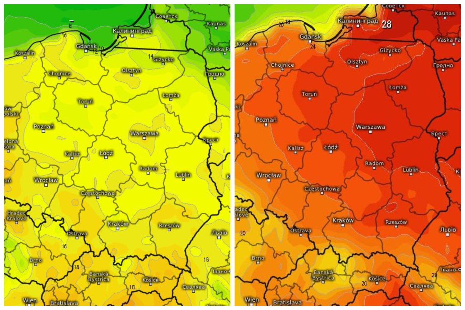 Prognoza pogody na majówkę w Polsce. Widać duże ocieplenie.