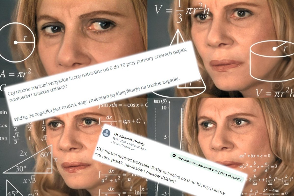 zagadka matematyka cztery piątki liczby naturalne hardcore nikt nie rozwiązał łamigłówka