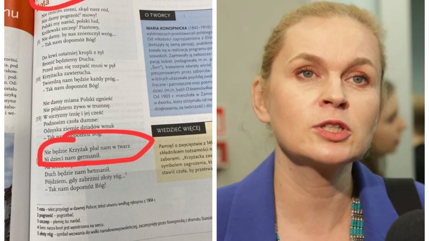afera rota niemiec krzyżak podręcznik do historii pis barbara nowacka o co chodzi