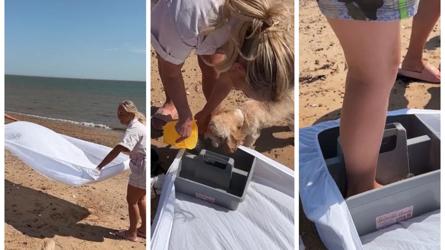 plaża morze piasek ręczniki parawany trik tiktok film