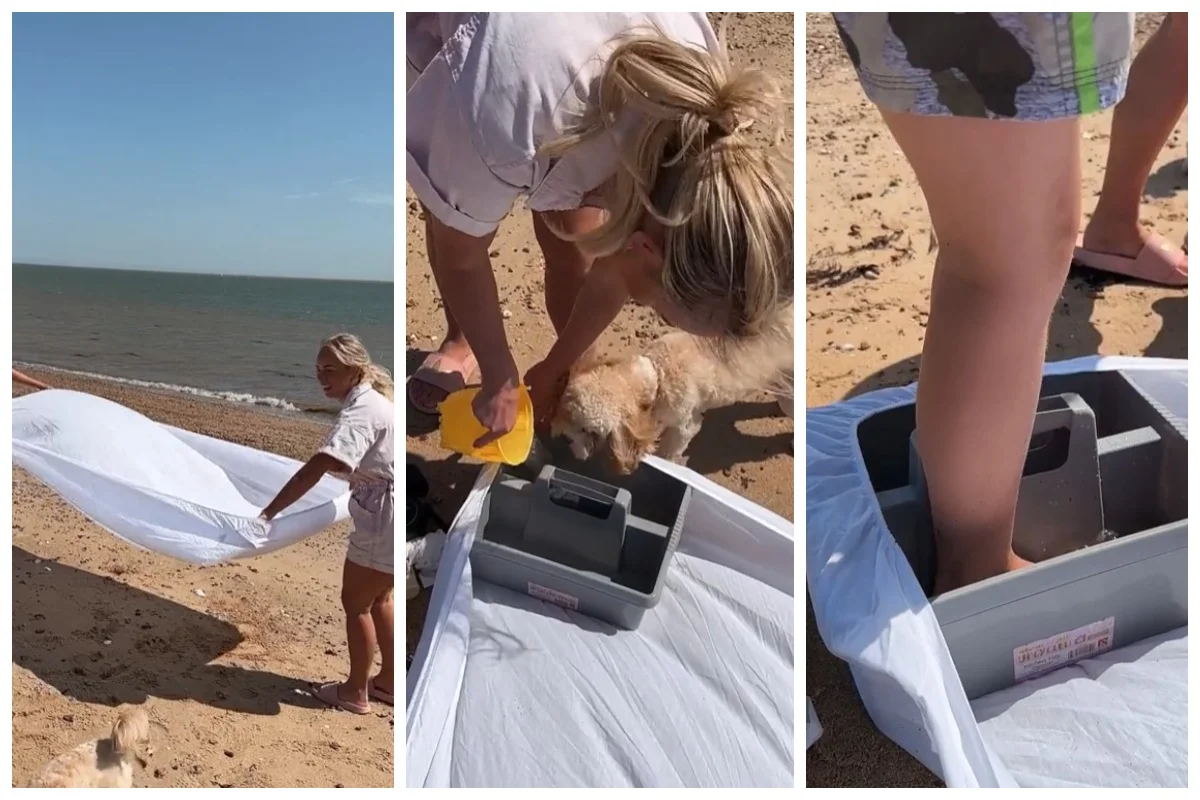 plaża morze piasek ręczniki parawany trik tiktok film plaża morze piasek ręczniki parawany trik tiktok film