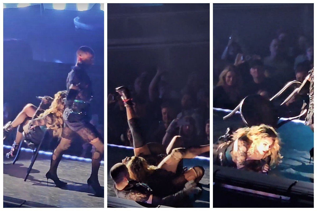 madonna wypadek koncert filmik wideo the celebration tour wpadka