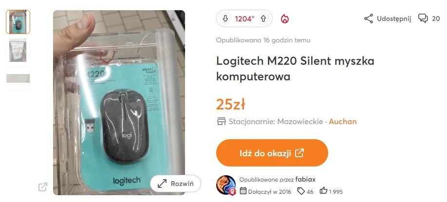 Myszka Logitech M220 Silent auchan promocja opinie Myszka Logitech M220 Silent auchan promocja opinie