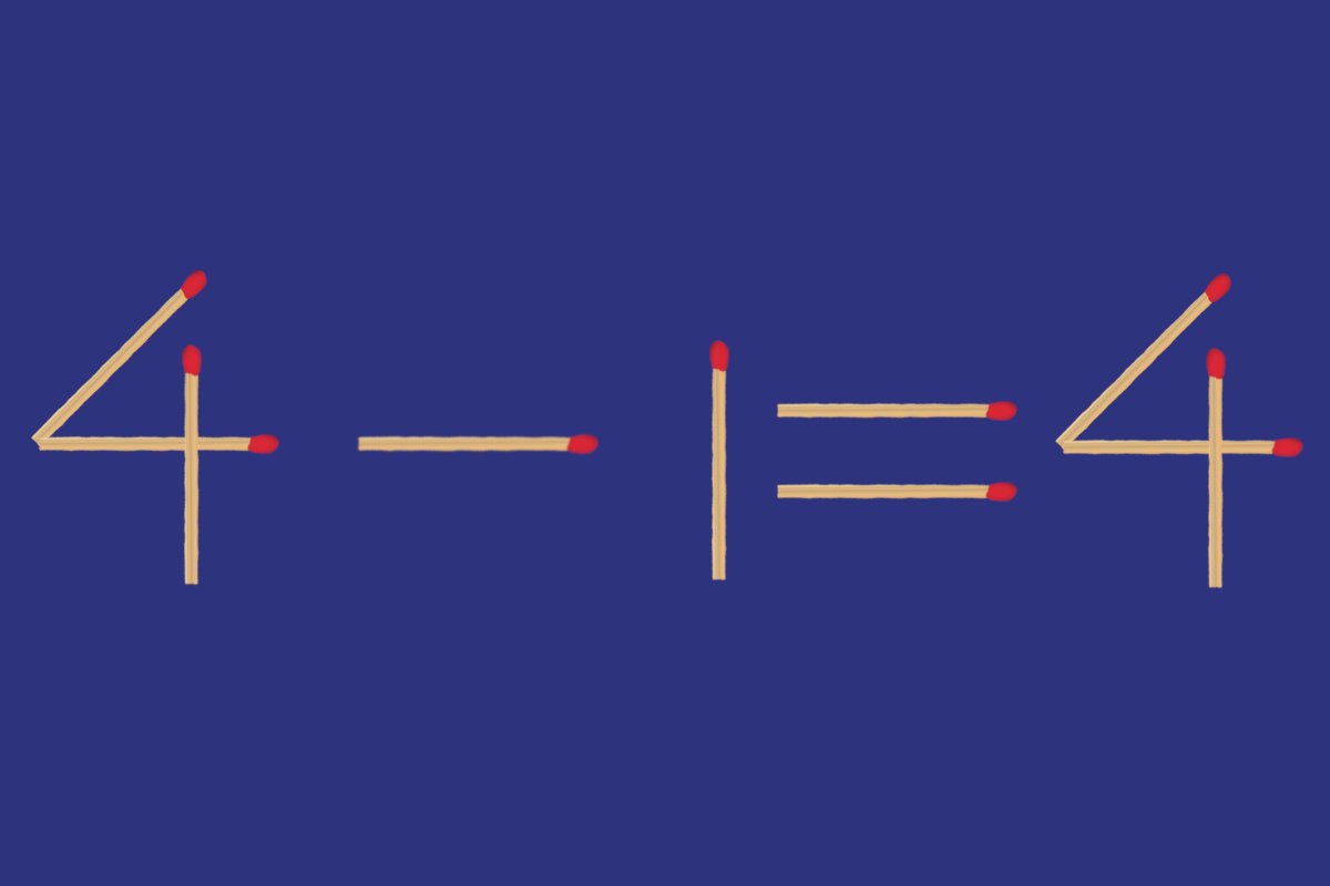 4–1=4 zagadka z zapałkami łamigłówka matematyka