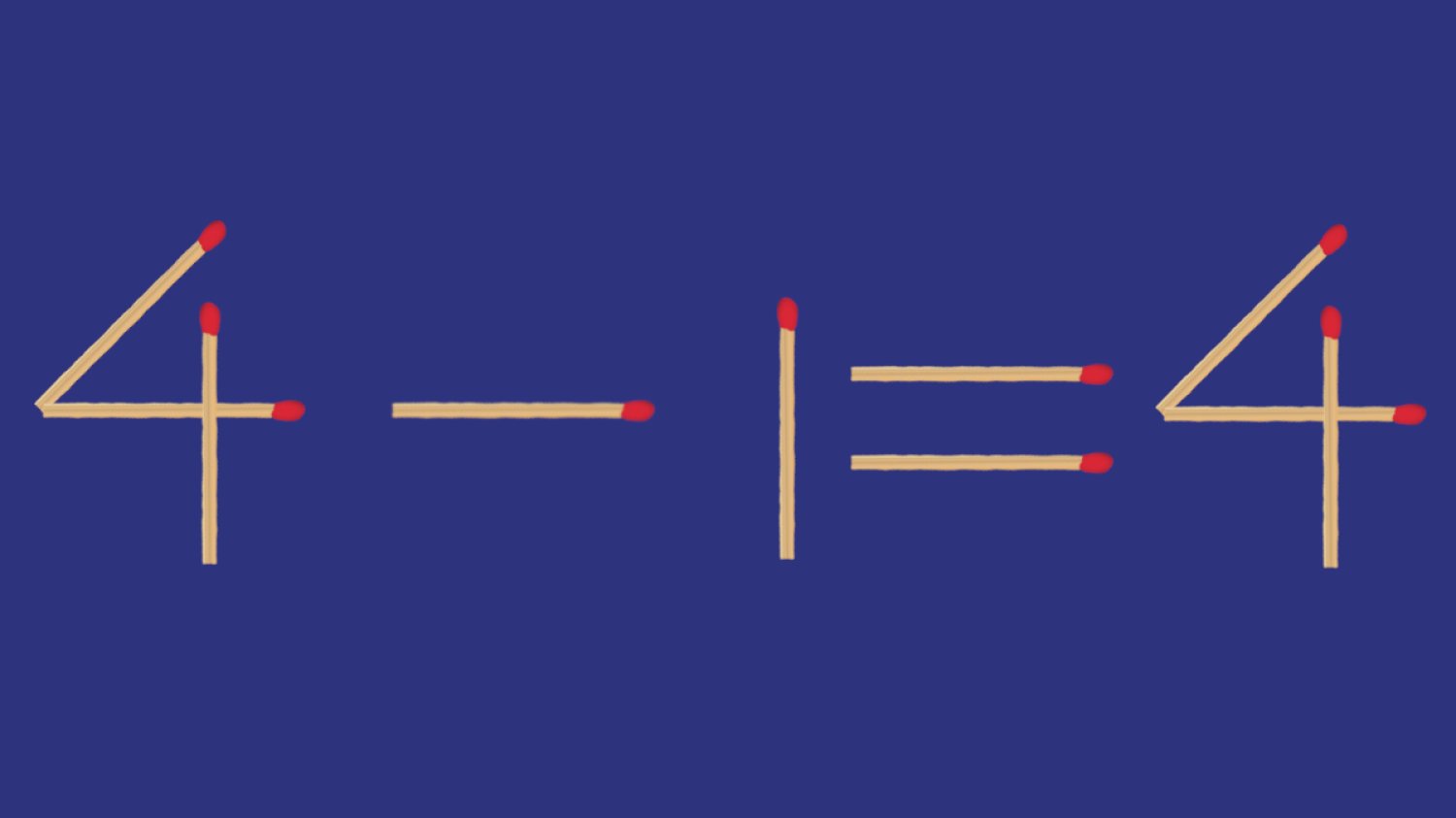 4–1=4 zagadka z zapałkami łamigłówka matematyka