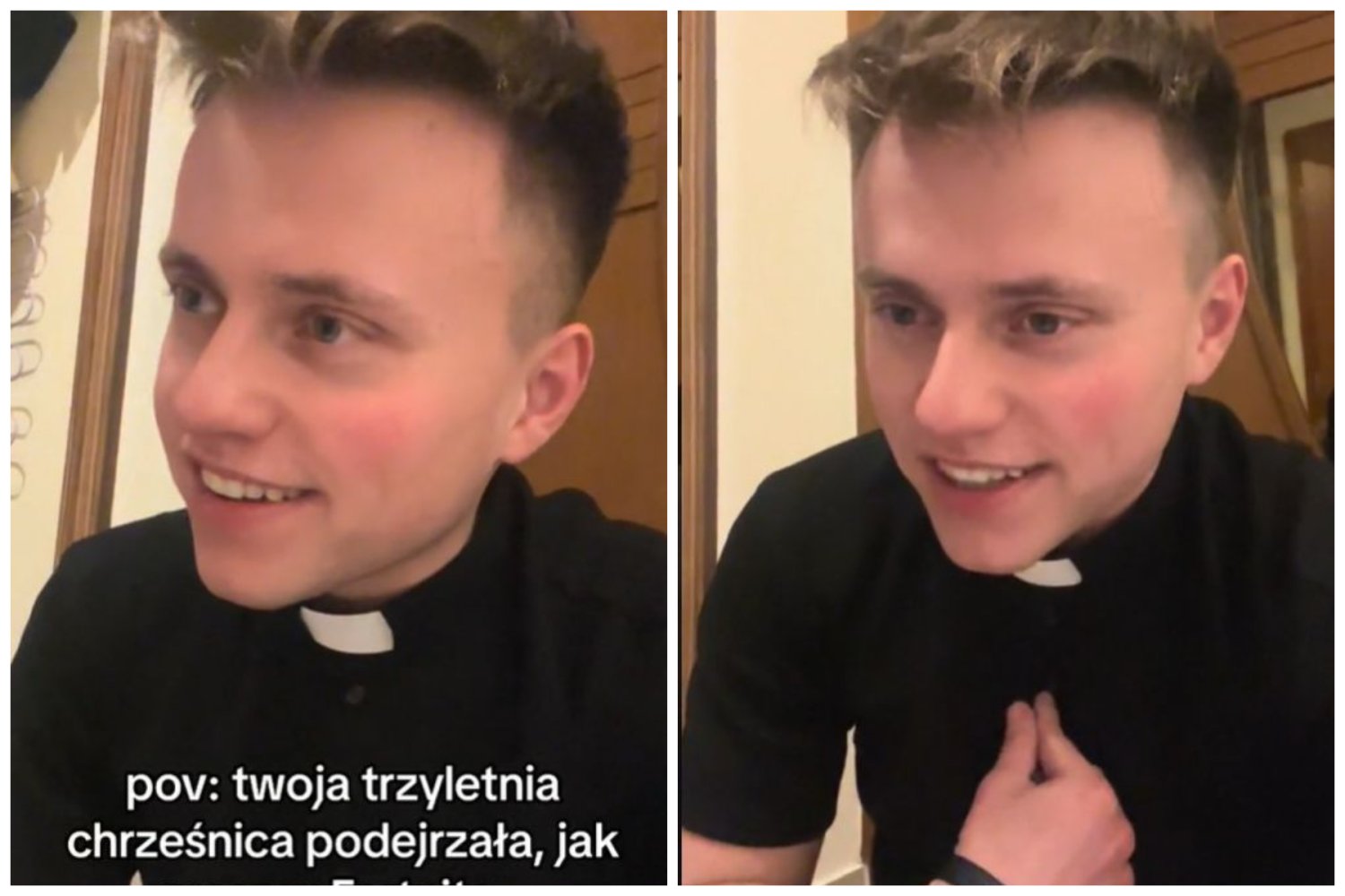 Ksiądz Sebastian Kosecki zamieścił na TikToku nagranie rozmowy ze swoją chrześnicą.