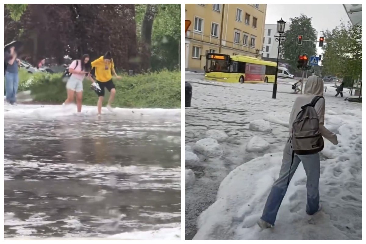gniezno nawałnica grad filmy zdjęcia paraliż miasta deszcz pogoda