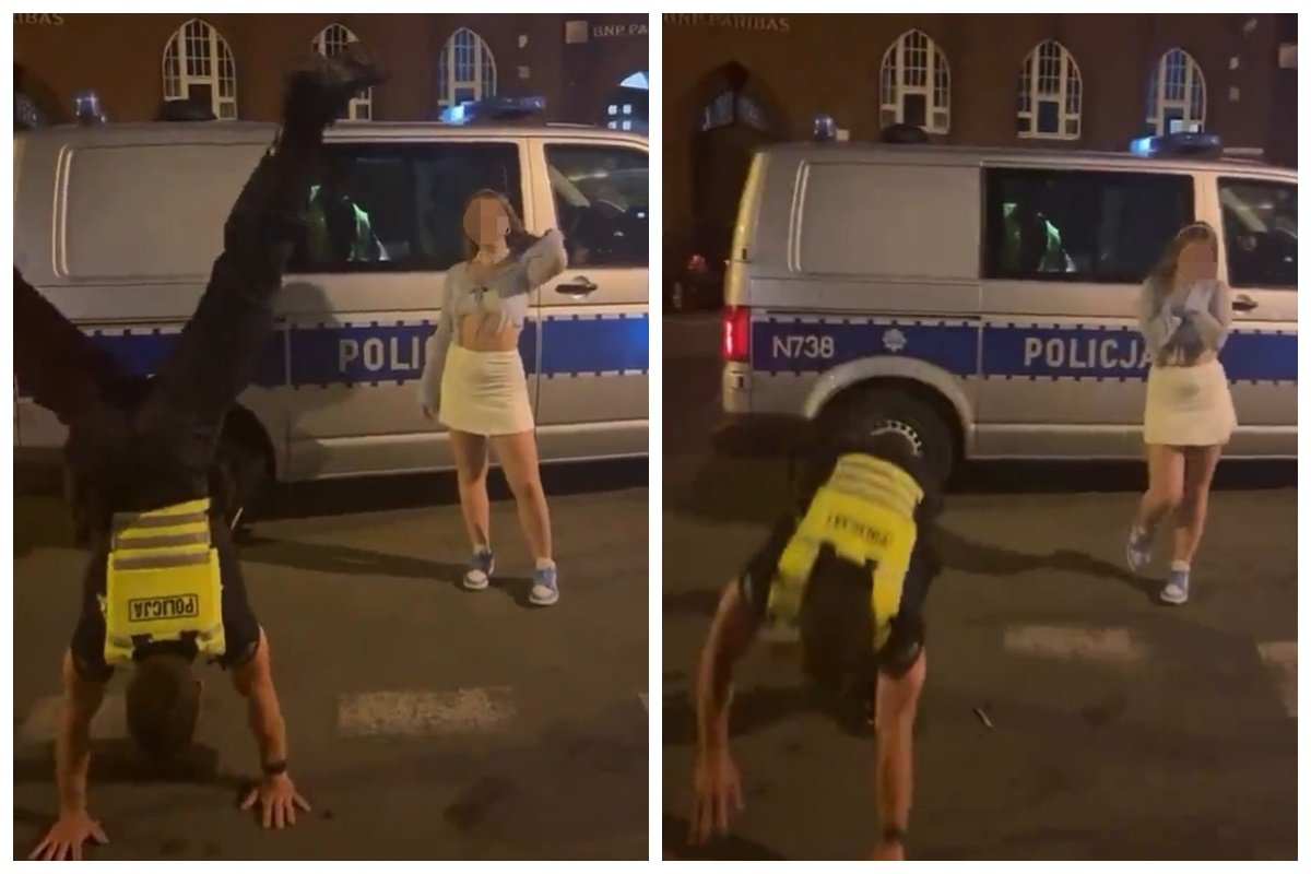 policjant na rękach dziewczyna filmik gdańsk wideo