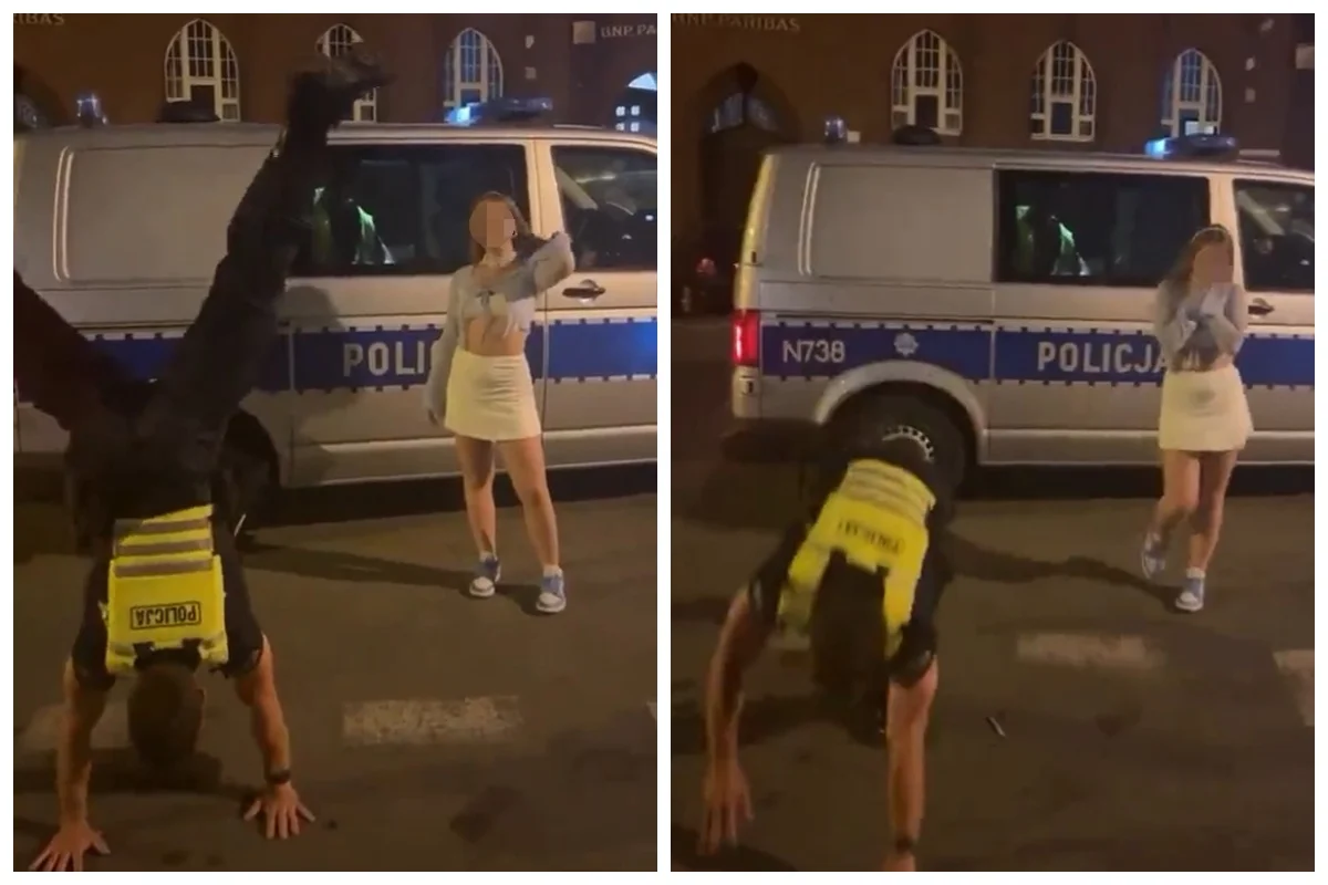 policjant na rękach dziewczyna filmik gdańsk wideo
