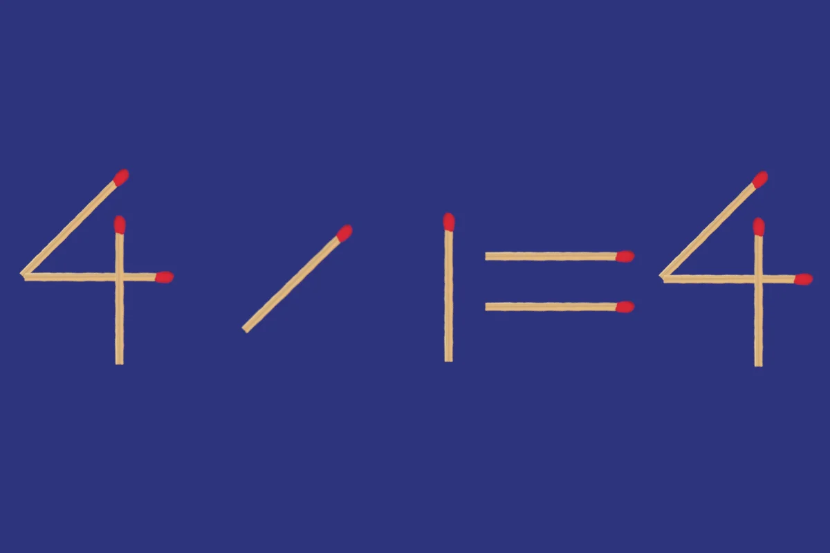 4–1=4 zagadka z zapałkami łamigłówka matematyka
