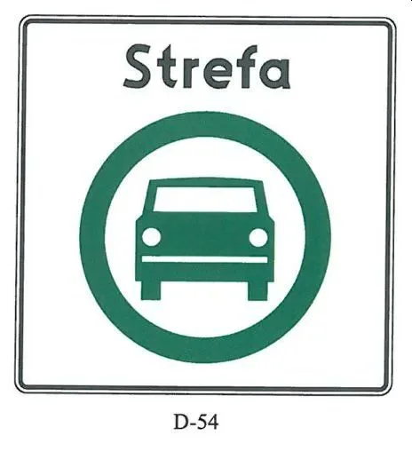 Znak D-54 oznaczający wjazd do strefy czystego transportu.