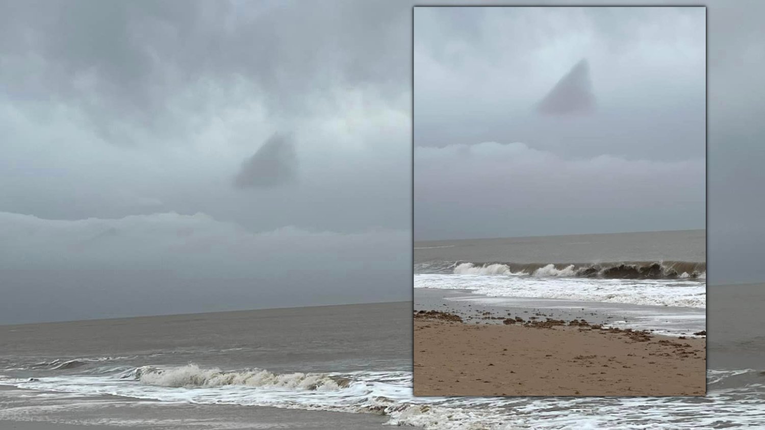 Trójkątny kształt na niebie został uchwycony na zdjęciu w Norfolk (Anglia)