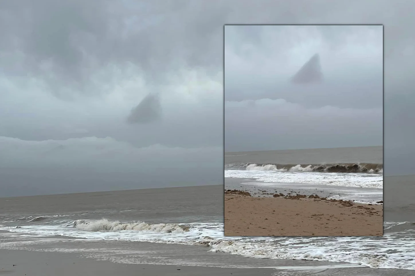 Trójkątny kształt na niebie został uchwycony na zdjęciu w Norfolk (Anglia)