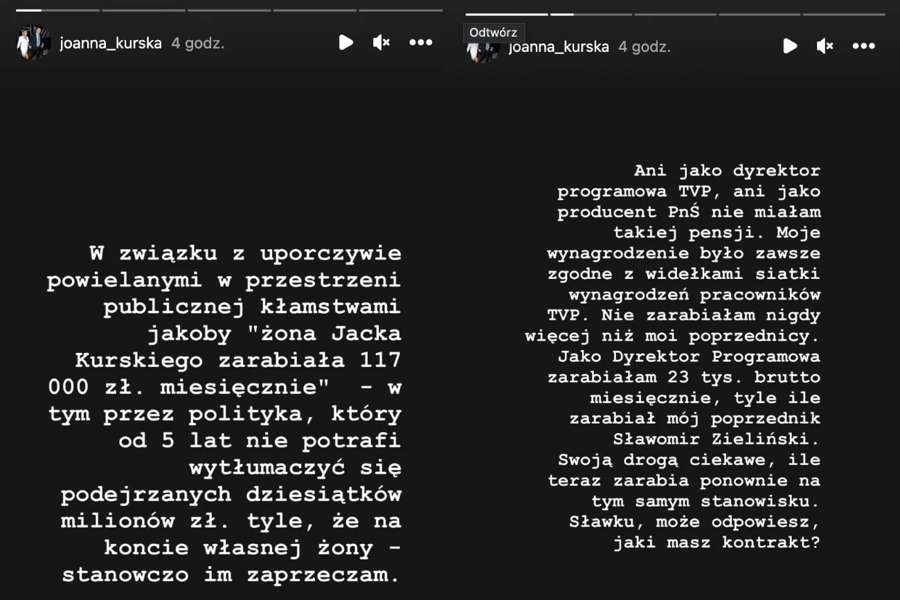Joanna Kurska wydała oświadczenie. Zdradziła, ile wynosiła jej pensja w TVP