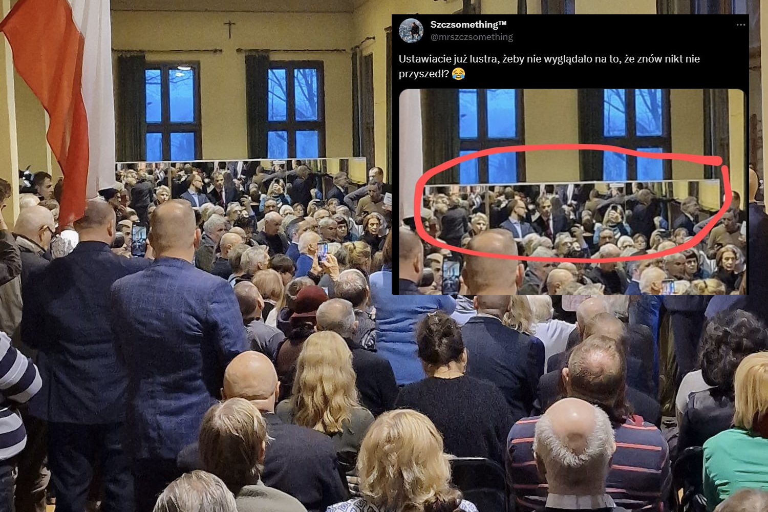 Na spotkaniu z Beatą Szydło w Krakowie pojawiło się lustro.