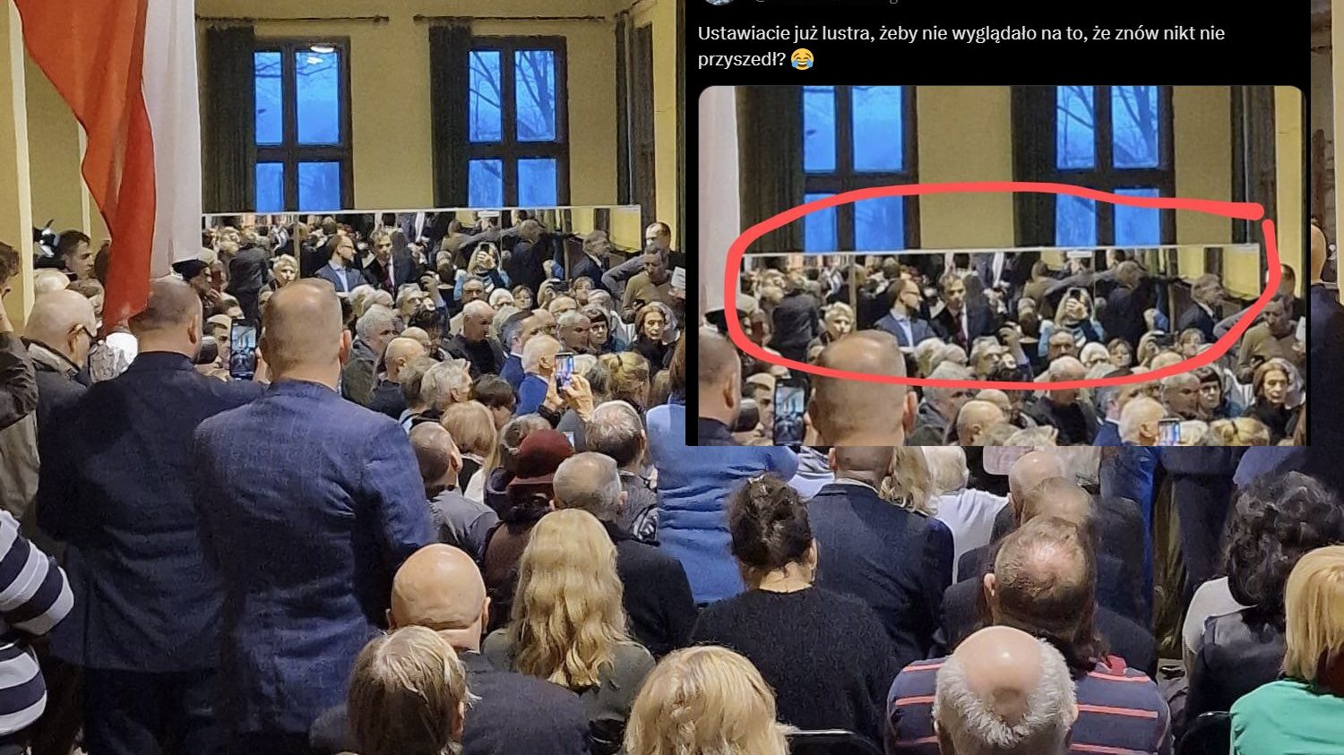 Na spotkaniu z Beatą Szydło w Krakowie pojawiło się lustro.