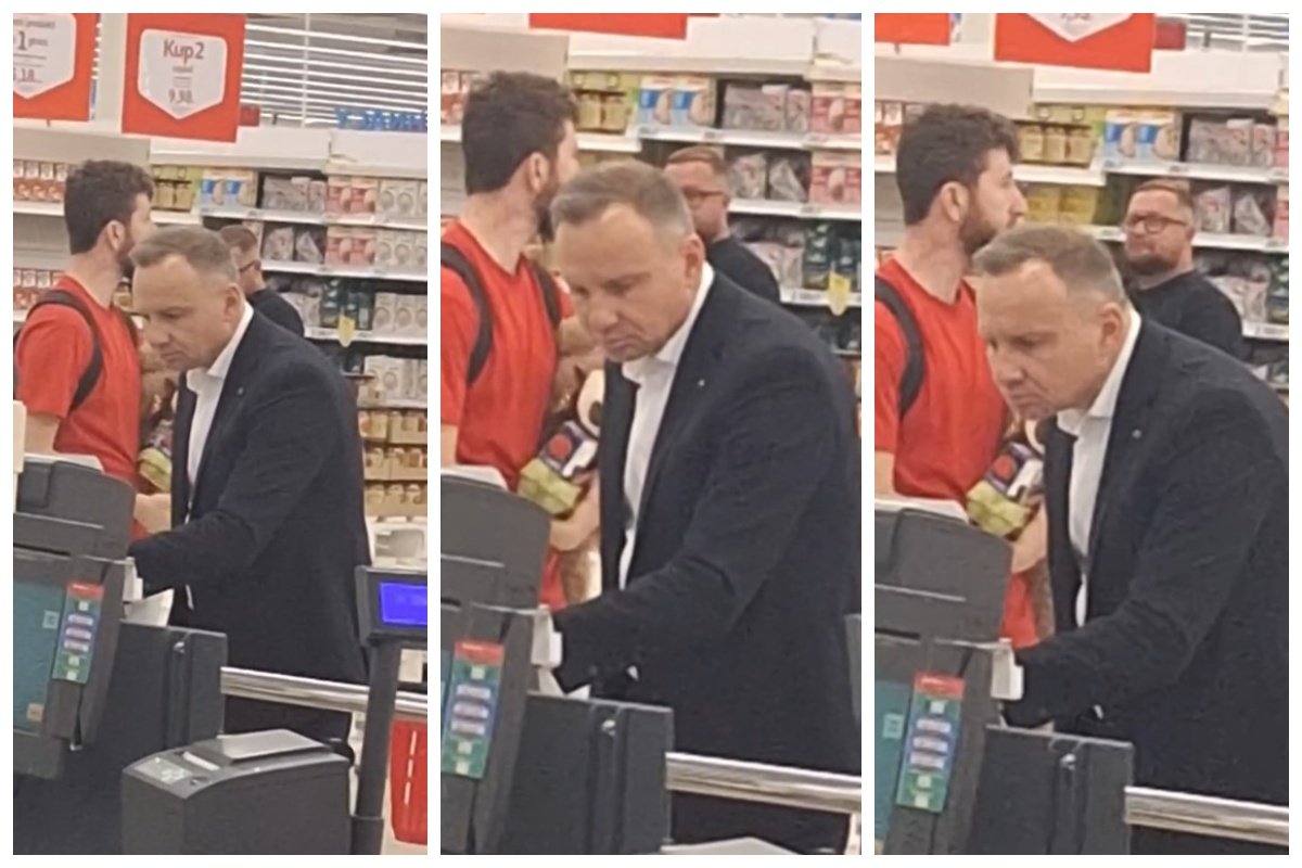andrzej duda zakupy filmik tiktok kasa samoobsługowa komentarze prezydent