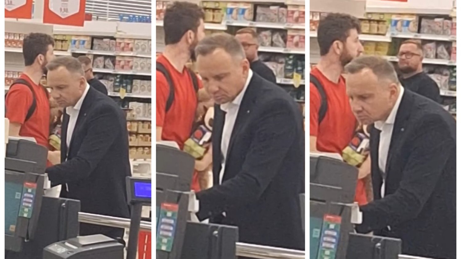 andrzej duda zakupy filmik tiktok kasa samoobsługowa komentarze prezydent