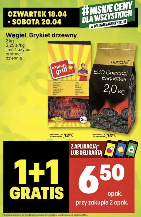 tani węgiel na grilla promocja delikatesy centrum biedronka lidl cena