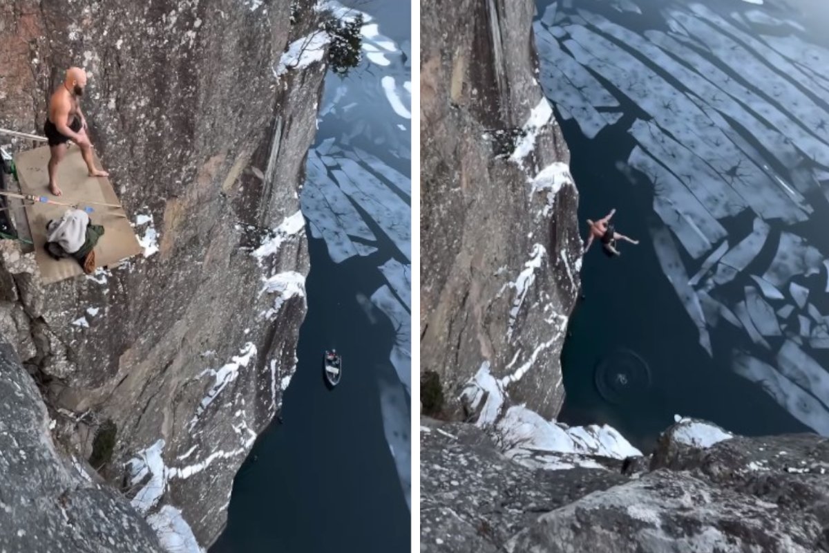 Ken Stornes norweg filmik skok z klifu na bombe rekord świata wideo Ken Stornes norweg filmik skok z klifu na bombe rekord świata wideo