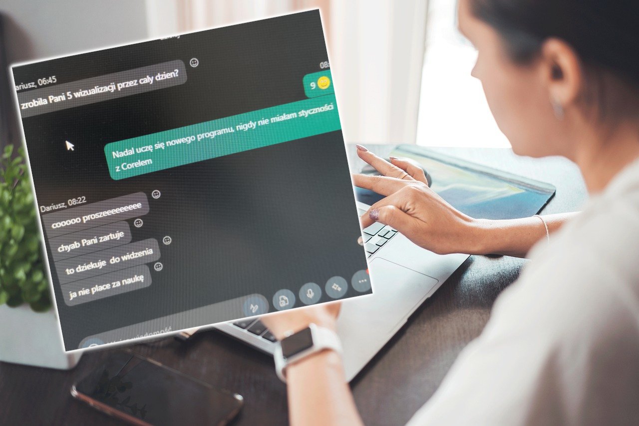 szef zwolnienie skype czat grupowy graficzka reakcje
