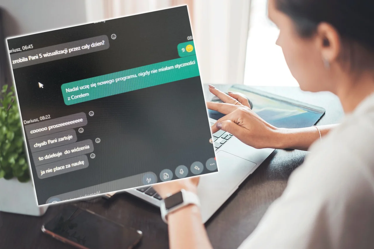 szef zwolnienie skype czat grupowy graficzka reakcje